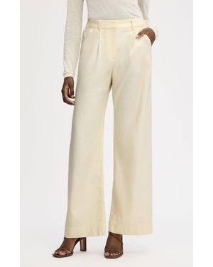 Sam Edelman Relaxed Wide Leg Twill Pants - Natural