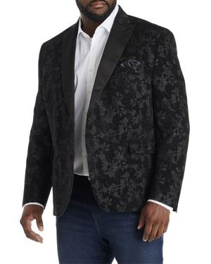 Tallia Big & Tall Velvet Floral Sport Coat - Black