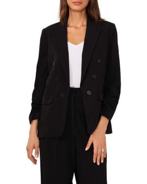 Halogen® Scrunch Sleeve Double Breasted Blazer - Black
