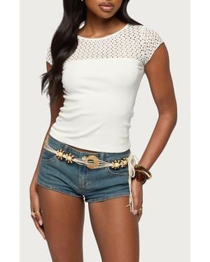 Edikted Camile Lace Yoke Top - White