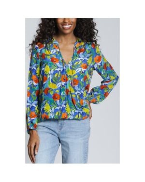 Apny Print Surplice Neck Top - Multicolor