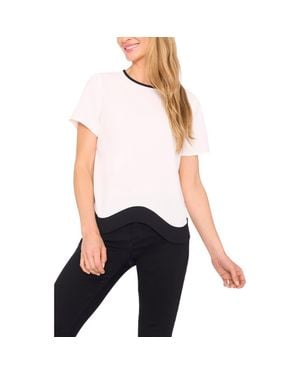 Cece Contrast Trim Short Sleeve Blouse - White