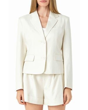 Endless Rose Tailored Linen Blend Blazer - White