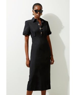 Karen Millen Techno Shirt Dress With Hardware - Black