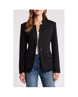Gibsonlook Inverted Notch Collar Cotton Blend Knit Blazer - Black