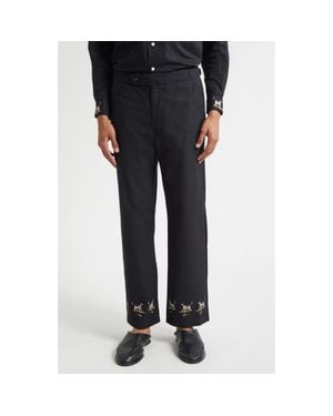 Bode Pointer Side Buckle Cotton Pants - Blue