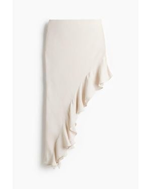 H&M Flounce-Trimmed Viscose Skirt - White