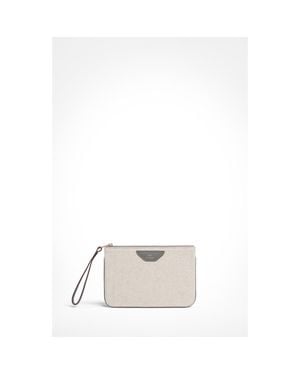 Aviteur Canvas Leather Trim Travel Pouch - White