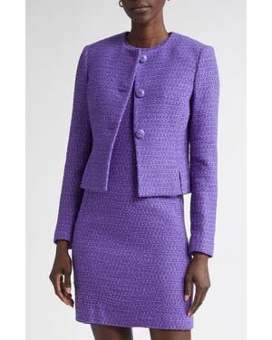St. John Ribbon Tweed Crop Jacket - Purple