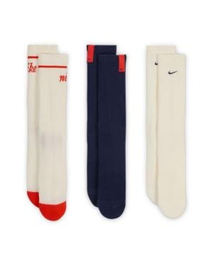 Nike Assorted 3-Pack Dri-Fit Everyday Plus Cushioned Crew Socks - White