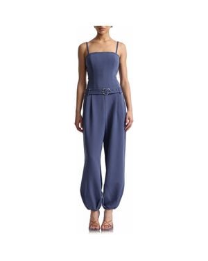 Avec Les Filles Belted Corset Jumpsuit - Blue