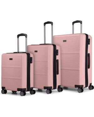 Bugatti Brussels 3 Piece Hardside Luggage Set With Expansion - Pink