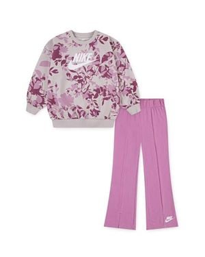 Nike Kids' Floral Camo Sweatshirt & Flare Leg Pants Set - Pink