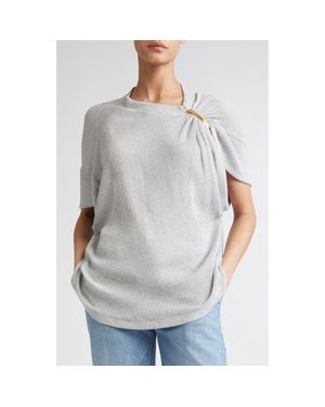 Brandon Maxwell The Faye Asymmetric Rib T-Shirt - Gray