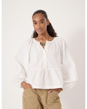Hush Beck Cotton Peplum Blouse - White