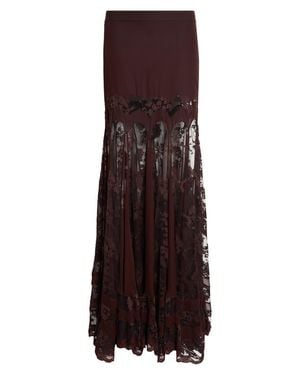 Zimmermann Valiant Paneled Silk & Lace Maxi Skirt - Purple