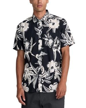 RVCA Overspray Floral Short Sleeve Button-Up Shirt - Black