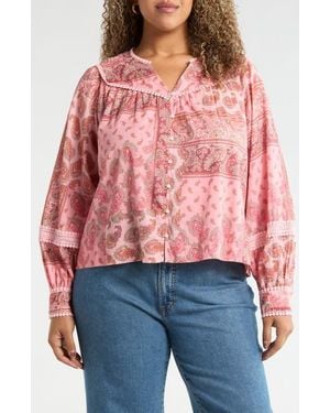 Treasure & Bond Lace Trim Embroidered Top