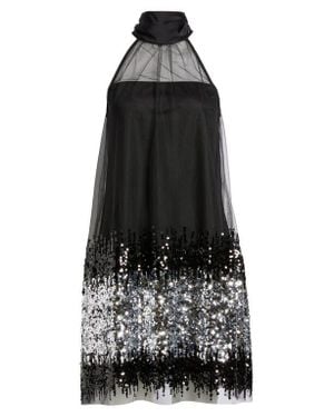 Cece Ombré Sequin Mesh Sleeveless Dress - Black
