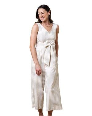 Hope & Henry Tie-Waist Wide Leg Jumpsuit - Gray