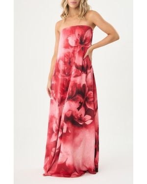 BOAMAR Mecan Floral Strapless Maxi Dress - Red