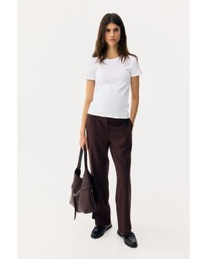 H&M Mama Linen-Blend Tailored Pants - Brown
