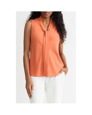 Kasper Sleeveless Tie Front Top - Orange