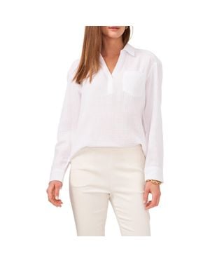 Chaus V-Neck Collared Blouse - White