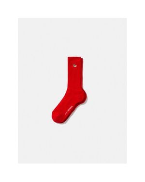 Edmmond Studios Duck Logo Ribbed Crew Socks - Red