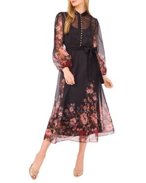 Ted Baker Placement Print Long Sleeve Organza Maxi Dress - Red