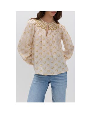 PER UNA BY M&S Embroidered Yoke Blouse - Natural