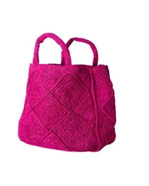 Zanatany Concepts Nico Raffia Tote Bag - Pink
