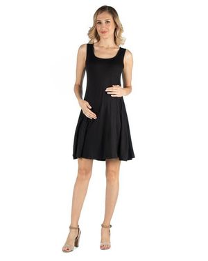 24seven Comfort Apparel Maternity A-Line Slim Fit And Flare Dress - Black