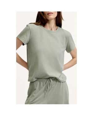 Petite Plume Pima Cotton Crewneck Pajama Top - Green