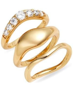 Nordstrom Set Of 3 Sculpted Rings - Metallic