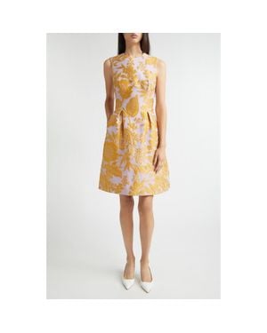 Lela Rose Betsy Floral Jacquard Cocktail Dress - Metallic