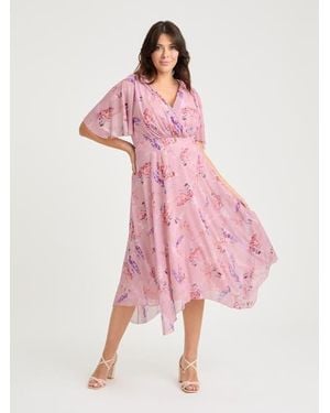 Scarlett & Jo Julie Floral Hanky Hem Dress - Pink