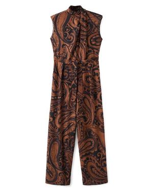 Mango Paisley Sleeveless Jumpsuit - Brown