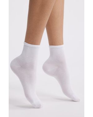Hue Sleek Crew Socks - White
