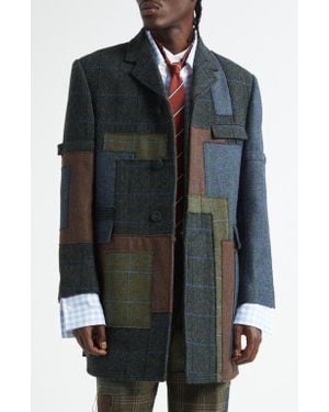 Thom Browne Patchwork Wool Chesterfield Coat - Black