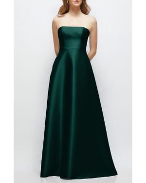 Alfred Sung Strapless Satin Gown - Green
