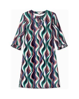 Noni Daily Geo Swim Dress Short Sleeve Above Knee Swim Dress - Blue