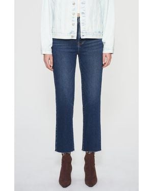 Bayeas Linda High Waist Ankle Slim Straight Leg Jeans - Blue