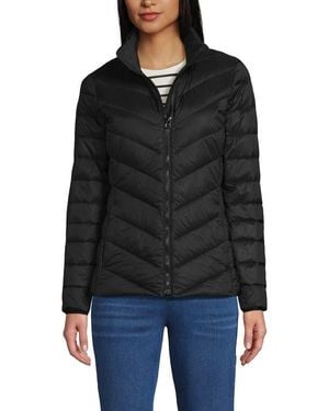 Lands' End Wanderweight Ultralight Packable Chevron Quilted Down Jacket - Black