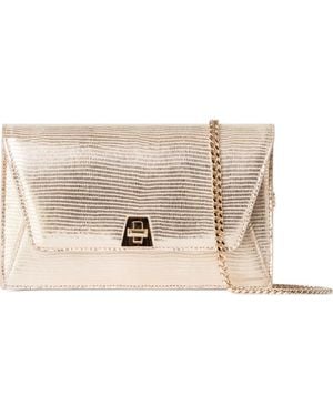 Akris Anouk Metallic Lizard Embossed Leather Crossbody Bag - Natural