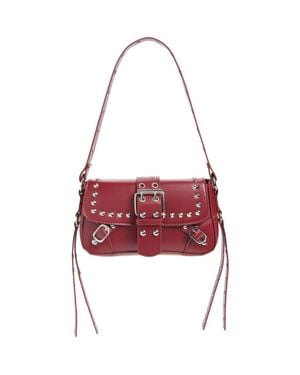BP. Buckle Rivet Faux Leather Shoulder Bag - Red