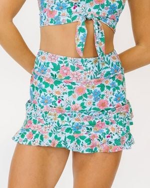 Lime Ricki Swimwear Ruffle Skirt W/ Bottoms - Blue