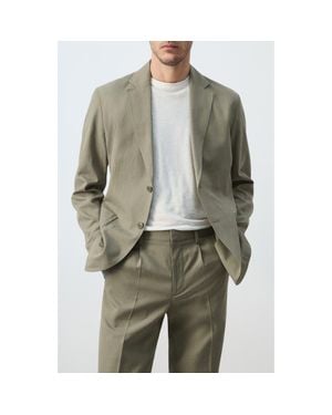 Mango Slim Fit Blazer - Green