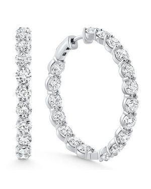 Bliss Diamond 10Ct Rious Diamond Hoops 14K Lab Grown 1 Tall Earrings - White