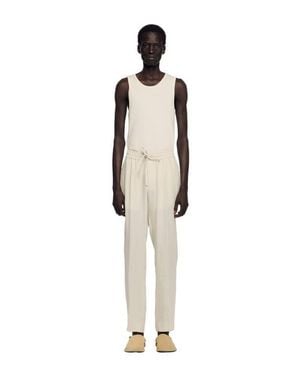 Sandro Elasticated Linen Pants - White